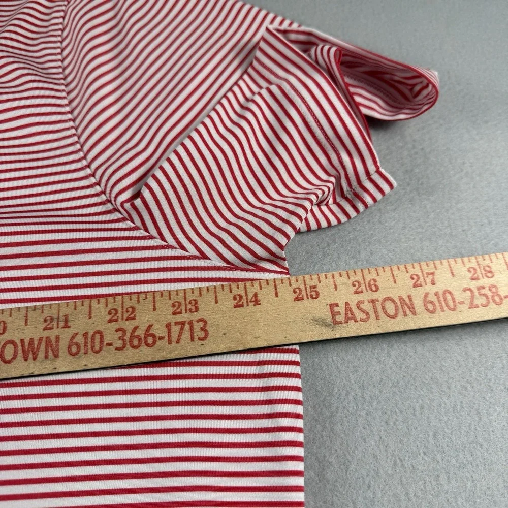 Nike Golf Dri-Fit Polo Shirt Mens XL Red White Striped Swoosh Athletic